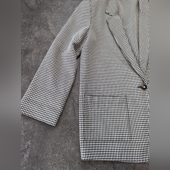 Vintage Season C black and white checkered longline one button blazer size 14 - Picture 4 of 8